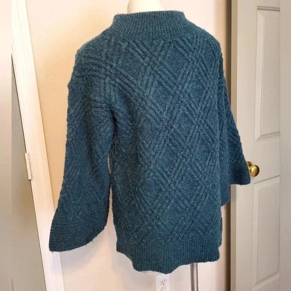 Soft Surroundings Mixed Texture Tres Doux Pullover Sweater In Ocean Heather(S) - Picture 5 of 9